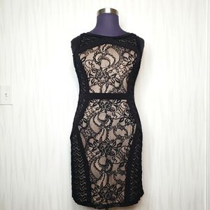 Candolite black lace dress with nude lining size XL